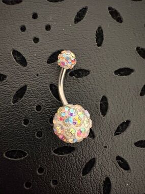Aurora Crystal Belly Button Ring - Iridescent Multi-Color